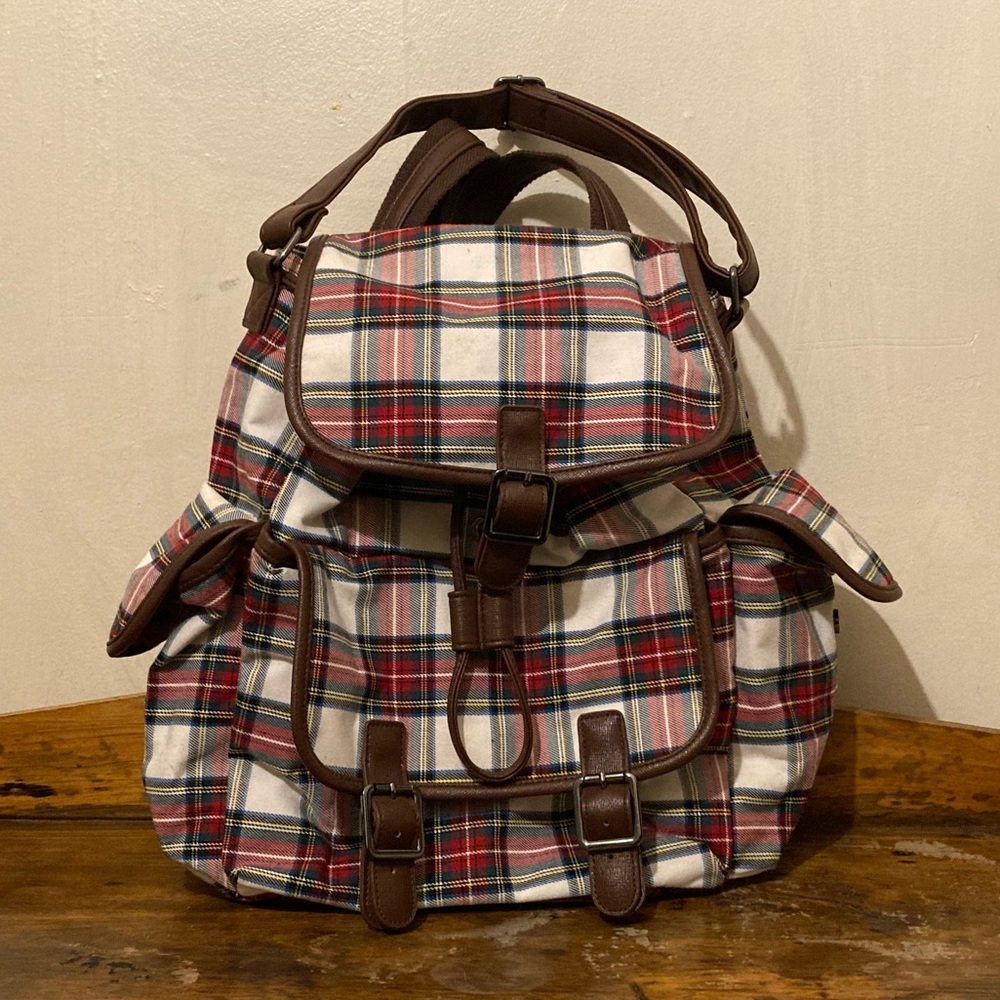 Roomy plaid backpack / purse